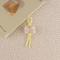 Cute yellow plaid bow keychain mobile phone charm trendy bag pendant aesthetic accessory cute - Yellow Bowknot