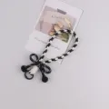 Cordino per cellulare intrecciato bianco e nero grazioso fiocco portachiavi accessorio chic - Nero