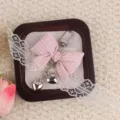 Rosa karierte Stoffschleife Schlüsselanhänger süße Tasche Metall Herz Anhänger Accessoire - Rosa Gingham