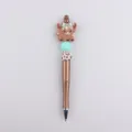 Silicone Highland Cow Beaded Pen DIY Craft Bronze Ballpoint Pen with Cute Animal Topper - Mint Green