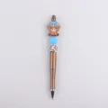 DIY beaded pen with cute yak silicone charm blue cap design creative stationery gift - Blue