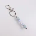 Grey silicone bead rhinestone keychain charm stylish bag pendant key ring accessory - Blue