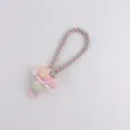 Cute mushroom braided phone strap kawaii sweet key ring stylish candy color wrist lanyard charm - Pink
