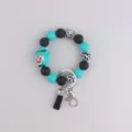 Stijlvolle siliconen kraal armband sleutelhanger met kabouter en kwastje voor tas. - Groene Kabouter