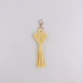 Handmade macrame heart keychain yellow boho bag charm cute woven keyring for women - Light Yellow