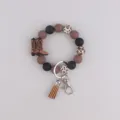 Western cowboy siliconen kralen polsband sleutelhanger met laars hangende charm. - Laarzen