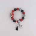 Western cowboy silicone bead wristlet keychain with tassel bag accessory for daily use. - Red-Brown Gnome