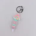 Colorful silicone bead rainbow pencil keychain bag pendant, cute teacher gift accessory. - Rainbow