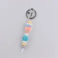 Silicone pencil bead keychain with sparkling disco ball charm, cute bag pendant gift. - Pencil