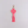 Handmade Macrame Heart Keychain Pink Bohemian Woven Bag Pendant Cute Fashion Accessory - Watermelon red