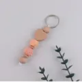 Handmade wooden heart crochet keychain, cute silicone bead bag pendant accessory. - Rose Red