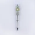 DIY Silikon Perlenstift mit grüner Gänseblümchen Blume, Metallgehäuse, kreativer Kugelschreiber. - Bohnengrün