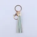 Leder Quaste Schlüsselanhänger Gold Metall mintgrün kurze Fransen Tasche Anhänger Schmuck - Hellgrün