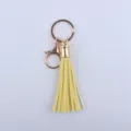 8cm gelber Leder Quasten Schlüsselanhänger mit goldenem Karabinerhaken für Taschen DIY - Hellgelb