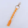 Handmade Yellow Macrame Cotton Rope Keychain Bag Charm with Gold Metal Lobster Clasp - Gold-Yellow