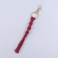 Handmade Red Cotton Rope Keychain Variant with Gold Lobster Clasp and Ring Accessory - Burgundy