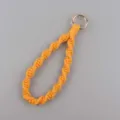 Cordino portachiavi in corda di cotone intrecciato a mano con anello in metallo dorato - Dorato