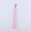 Handgemachte rosa Makramee Schlüsselanhänger mit Silber Metallverschluss Baumwollseil Deko - Hellrosa