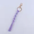 Handmade purple macrame keychain with gold hardware, elegant cotton rope key ring variant. - Light Purple