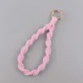 Portachiavi in macramè fatto a mano cinturino rosa corda di cotone accessorio borsa - Rosa chiaro