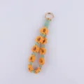 Handmade braided daisy macrame keychain cotton wrist strap key ring cute bag accessory - Orange