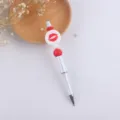 DIY Beaded Ballpoint Pen Creative Lip Print Silicone Beads Metal Pen Writing Stationery - Red Lips