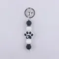 Llavero de huella de silicona cuentas negro blanco colgante bolso accesorio animal - Negro
