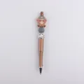 DIY beaded ballpoint pen with cute silicone Highland cow topper and decorative beads. - Dark Gray