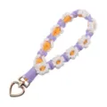 Handmade Woven Daisy Lanyard Cute Cotton Phone Strap Keychain Accessory Pendent - Purple