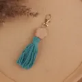 Böhmische Holzperle Blume Baumwolle Quaste Schlüsselanhänger Tasche Charme Anhänger - Dunkelgrün