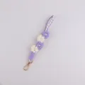 Handmade woven pearl flower phone lanyard cute sweet style keychain strap accessory - Purple