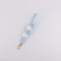 Handcrafted woven pearl flower keychain and cute sweet style phone strap for women. - Blue