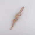Handmade macrame woven flower pearl keychain cute phone strap aesthetic bag charm strap accessory - Milk Tea
