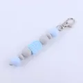 Silicone beaded keychain DIY cute rainbow arch silicone beads metal clasp fashion accessory - Blue