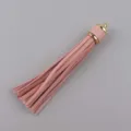 Ciondolo nappa in pelle PU rosa con cappuccio in metallo dorato per borsa portachiavi - Rosa