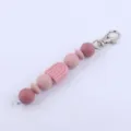 Silicone rainbow bead keychain detail shot showing colorful silicone beads and metal clasp. - Light Bean Paste