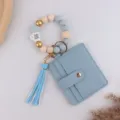 Silikon Perlen Armband Schlüsselanhänger in Blau mit Kartenhalter Etui und Kaffee Tasse. - Blau