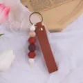 portachiavi in pelle e perle di silicone fatto a mano ciondolo borsa auto nuovo - Colore caramello