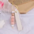 Portachiavi artigianale in pelle e perline di silicone ciondolo borsa elegante bianco - Bianco