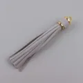 Nappa pelle PU grigia dettaglio, pendente metallo oro per accessorio bracciale borsa DIY. - Grigio