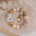 Silikon Holzperlen Schlüsselanhänger Armband mit Kaffeetasse Anhänger für Lehrer Geschenke. - Khaki