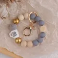 Silikon Perlen Schlüsselanhänger Armband Lehrer Geschenk süße Kaffeetasse Schlüsselring - Grau
