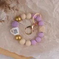 Silikon Perlen Schlüsselanhänger mit Tassen Anhänger, perfektes Geschenk für Lehrer und Tasche. - Lila