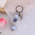 Silikon Perlen Schlüsselanhänger Blau Grau Taschenanhänger Handgemachter Schlüsselring - Blau