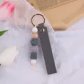 Portachiavi in pelle e silicone con perline ciondolo borsa fai da te accessorio elegante - Grigio scuro