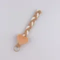 Woven heart phone strap plush bag charm cute braided keychain for women everyday accessory - Camel