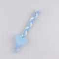 Blue white woven phone lanyard plush heart bag charm keychain for women winter accessory - Blue