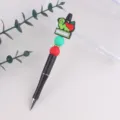 DIY Perlenkugelschreiber mit Apfel Raupe Silikon Anhänger, schwarzer Schaft, Geschenk. - Raupe