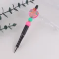 DIY mehrfarbiger Silikon Perlenkugelschreiber mit Apfel Anhänger Lehrer Geschenk Schreibwaren - Rosenroter Apfel