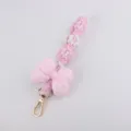 Pink Padded Bow Handmade Woven Daisy Phone Charm And Cute Keychain Strap Bag Accs - Pink